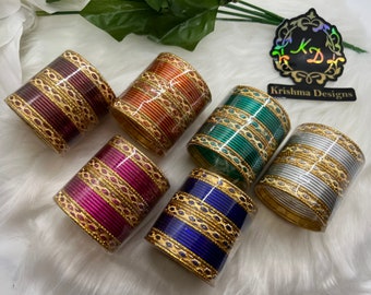 Ensemble de bracelets joncs vibrants et colorés pour tout-petits, bébés et enfants. Ensemble jonc traditionnel en métal. Bracelets pour bébés, bracelets pour enfants. Taille churiya 0,8, 1,10, 1,12.