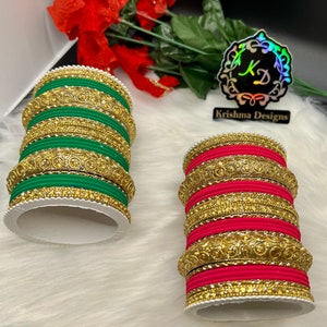 Beautiful,Traditional Fancy Bangles Golden Pearl Kada Design Bangles Indian|Pakistani Wedding Bangle 2.8 Matte, Shiny Bangles.