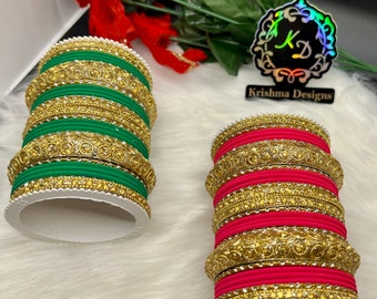Beautiful,Traditional Fancy Bangles Golden Pearl Kada Design Bangles Indian|Pakistani Wedding Bangle 2.8 Matte, Shiny Bangles.