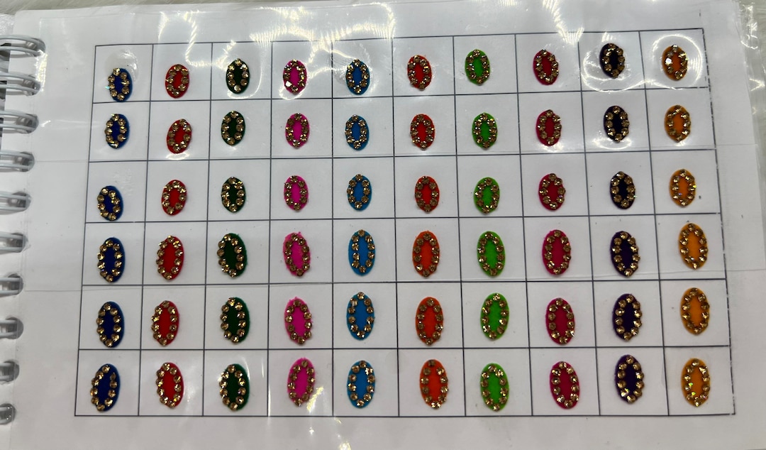 Bindi Color Chart Beautiful High Quality Bindi Booklet| Assorted Colors| Total of 300 ...