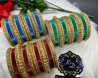 Beautiful,Traditional Fancy Bangles Golden Pearl Kada Design Bangles Indian|Pakistani Wedding Bangle 2.6 2.8