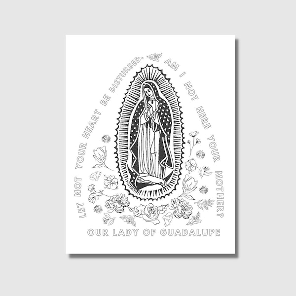 Our Lady of Guadalupe Coloring Page, Catholic Coloring Page, Printable Coloring Page, PDF