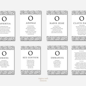 O Antiphons Printable, Advent Decoration, Catholic Printables, Black and White, PDF
