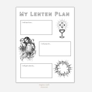 Catholic Lent, Ash Wednesday Printable, Lent Printable, Children&#39;s Lent Planner and Coloring Sheet, Catholic Lent Printable, My Lenten Plan