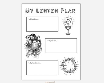 My Lenten Planner, Printable Lent Coloring Sheet, Children's Lent Planner and Coloring Sheet, Catholic Lent Printable, Lent, PDF