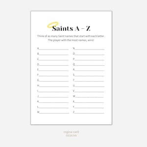 Saints A-Z Printable Game, All Saints Day Game, All Saints Activity, Saint Game, Catholic Printable, Catholic All Saints Day, PDF