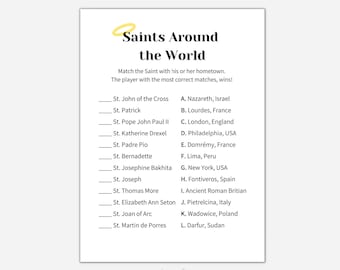 Saints Around the World Printable Game, All Saints Day Game, All Saints Activity, Saint Game, Catholic Printable, Catholic All Saints Day