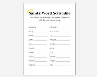 Saints Word Scramble Printable Game, All Saints Day Game, All Saints Activity, Saint Game, Catholic Printable, Catholic All Saints Day, PDF