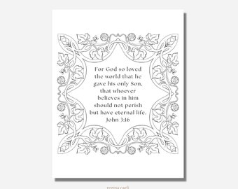 Floral Scripture Coloring Page, Printable Scripture Coloring Page, Printable Bible Verse Coloring Page, Printable, Coloring Page, PDF