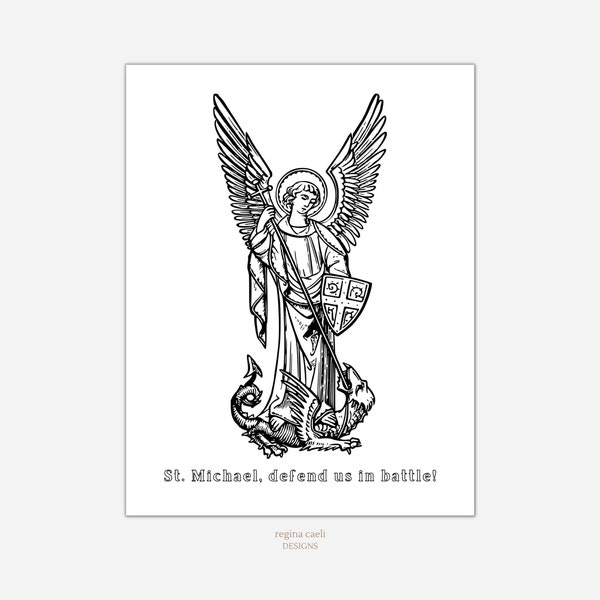 St. Michael Coloring Page, Michaelmas Coloring Page, Printable Catholic Coloring Page, Catholic Printable, Coloring Page, PDF