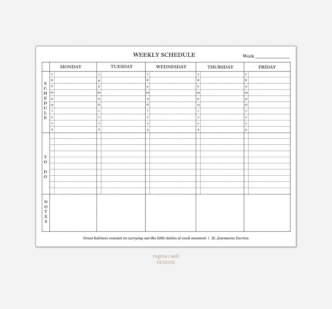 Printable weekly planner with saint quote catholic weekly planner