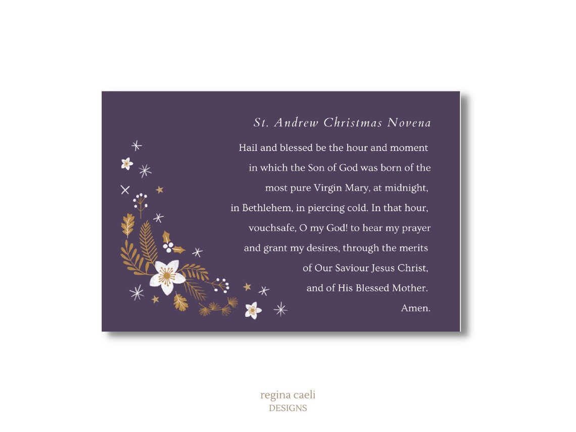 St. Andrew Christmas Novena Printable, Advent Prayer, Christmas Prayer