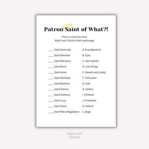Patron Saint of What?! Younger Children Version, Printable Game, All Saints Day Game, All Saints Activity, Saint Game, Catholic Printable