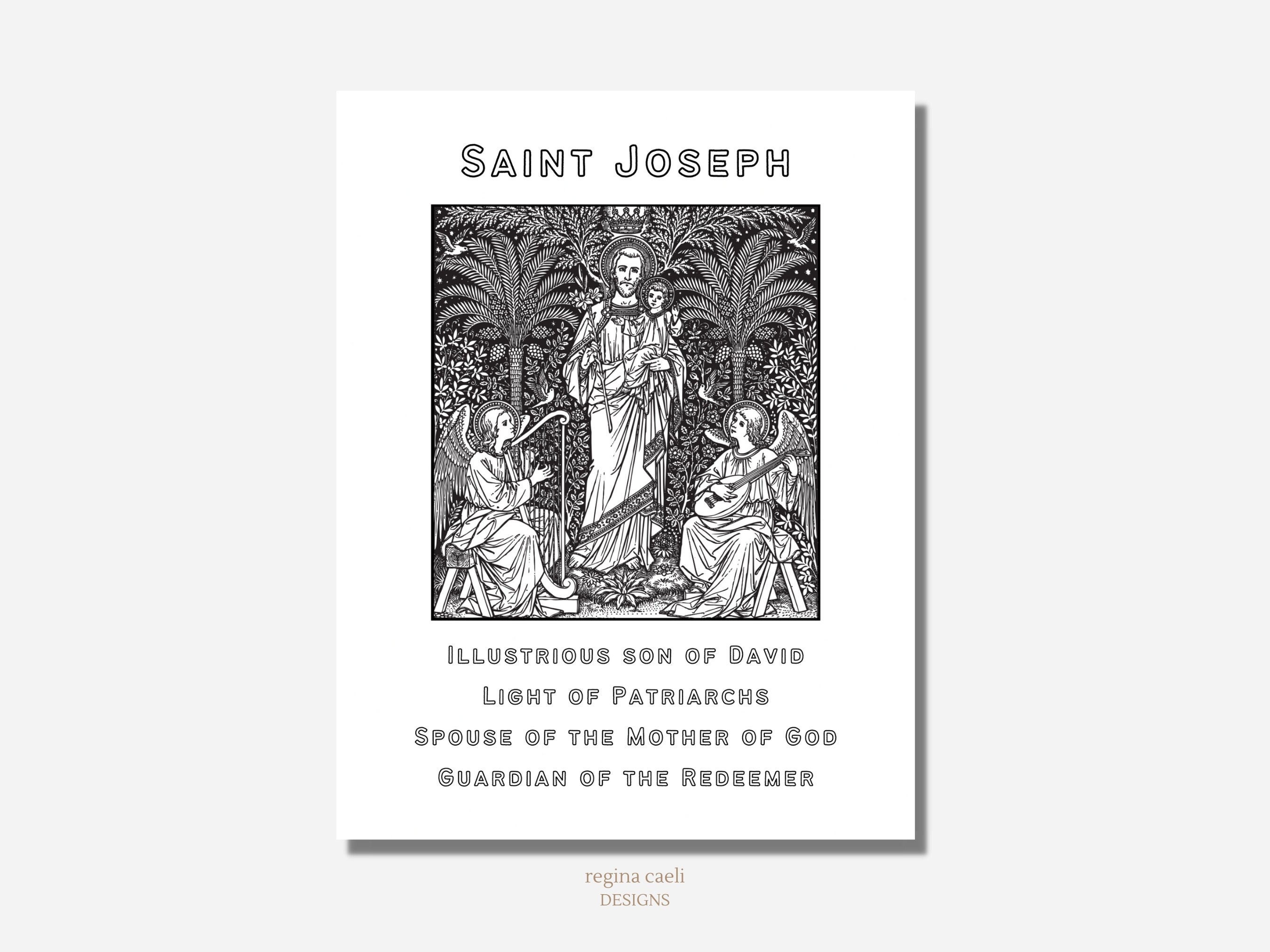 St. Joseph Coloring Page, St. Joseph, Catholic Coloring Page, Printable