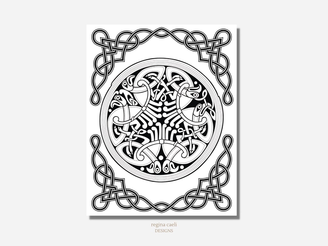Book of Kells Coloring Page, St. Patrick's Day Coloring Page, Celtic