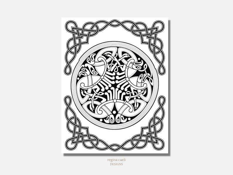 Book of Kells Coloring Page, St. Patrick's Day Coloring Page, Celtic ...