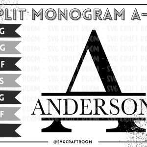 Split Monogram SVG, Monogram Alphabet, svg/dxf/eps/png/jpg/pdf/ai, Cricut cut files, split monogram frame, family monogram name, name frame