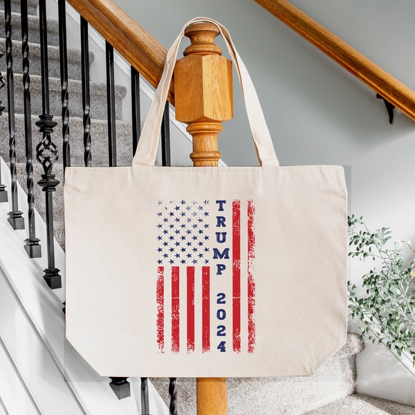 Trump 2024 Tote Bag, American Flag Tote Bag, American Colors Tote Bag, Donald Trump Tote, 2024 Election Gift, Republican Tote, Trump Tote