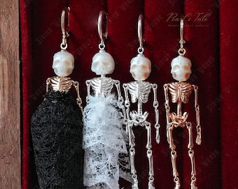 Hand-carved Pearl Skull earrings •New Design by Pearl’s Tale •925 Sterling silver earrings •14k Gold Filled • Wedding party Collection
