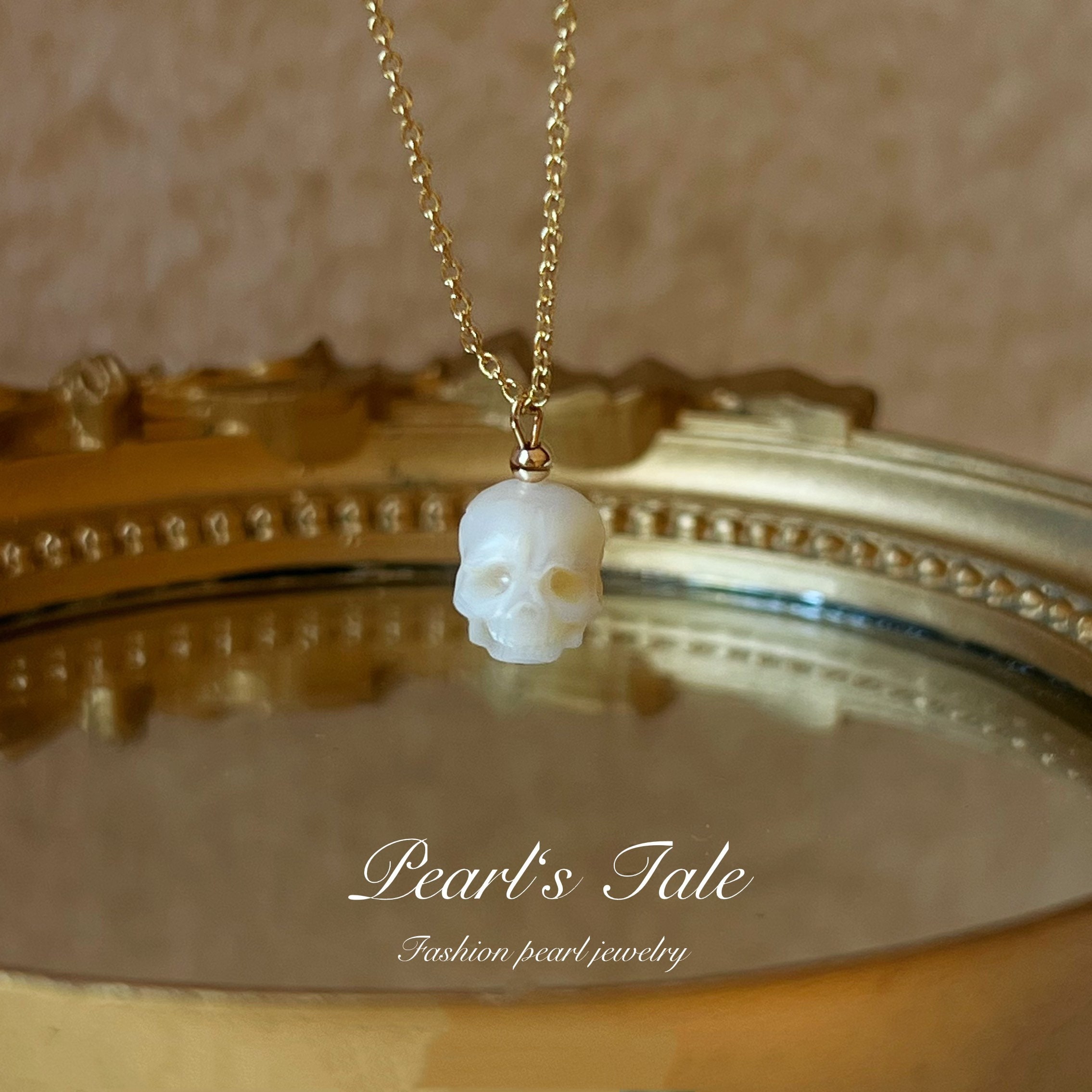 Pearl Skull Necklace - Etsy