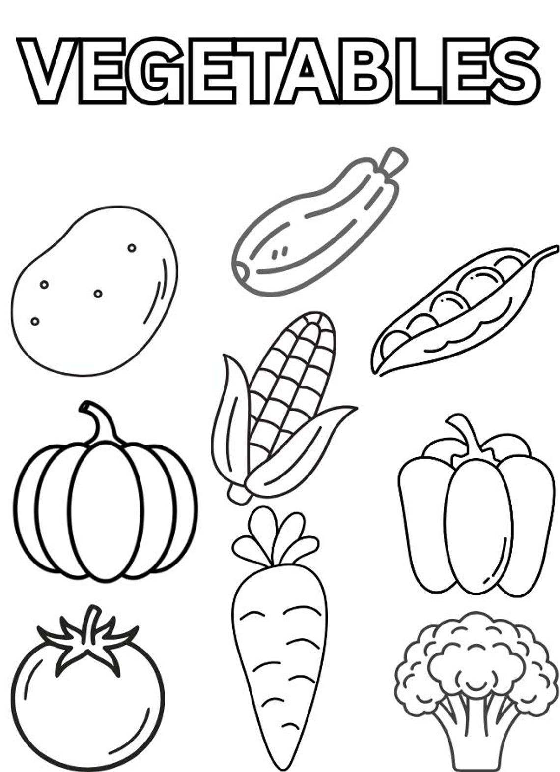 Fruits and Veggies Coloring Pages for Kids - Etsy