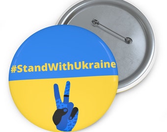 Ukraine Pin Button | Stand With Ukraine | Support Ukraine Badge | Freedom for Ukraine Lapel Pin | No War | Stop the War | Puck Futin