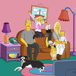 Simpsons Portrait Fathers Day | Simpsons Fathers Day Gift | Fathers Day Cartoon Portrait | Digital Family illustration | Gift for Dad