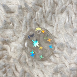 Moon and Stars Resin Necklace Charm
