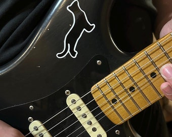 Sticker guitare Black Cat David Gilmour Sticker Luck And Strange Strat noir