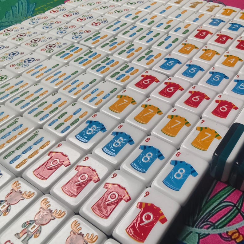 Soccer Cup Mahjong Set – 160 Custom Tiles | Handmade Collector's Edition | Made to Order | Soccer Fan Gift | Luxury Mahjong Set Bild 1