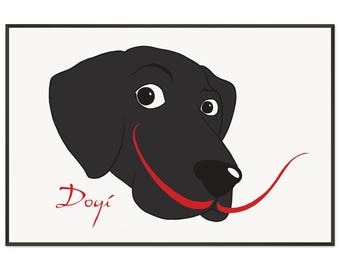 Dalí-Inspired Labrador with Mustache Wall Art – Metal Framed Poster by Studio Dogí