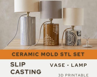 Keramisk cylinderform STL | Gjutform för vas, lampform (digital nedladdning)