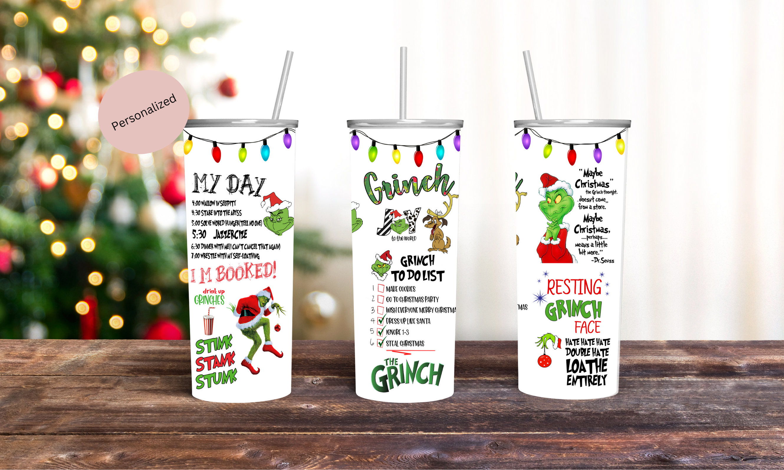 THE GRINCH Christmas Stainless Steel Water Bottle 25 oz Dr. Suess