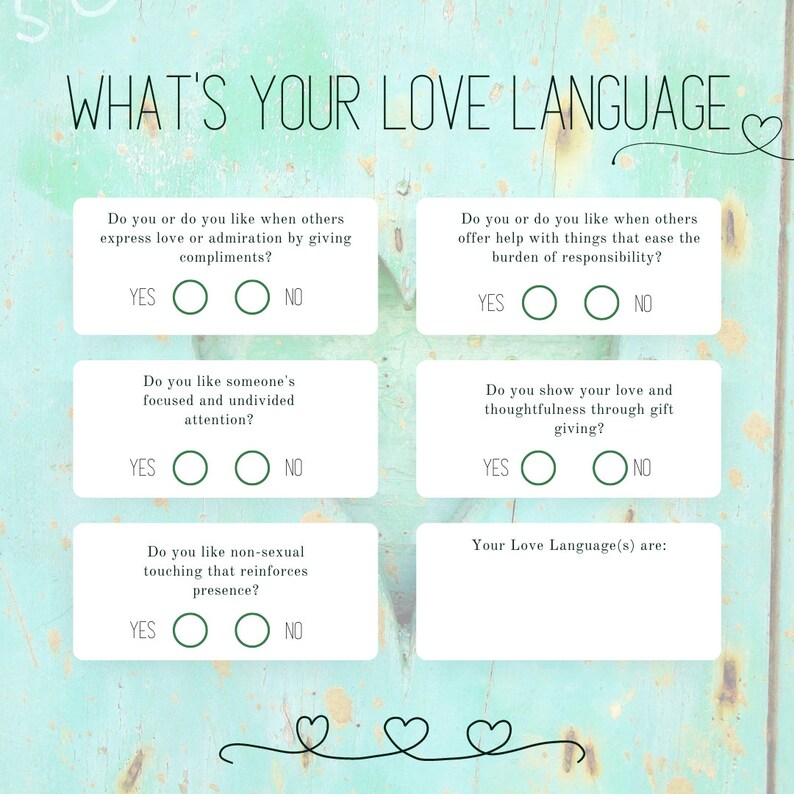 Love Language Worksheet - Etsy