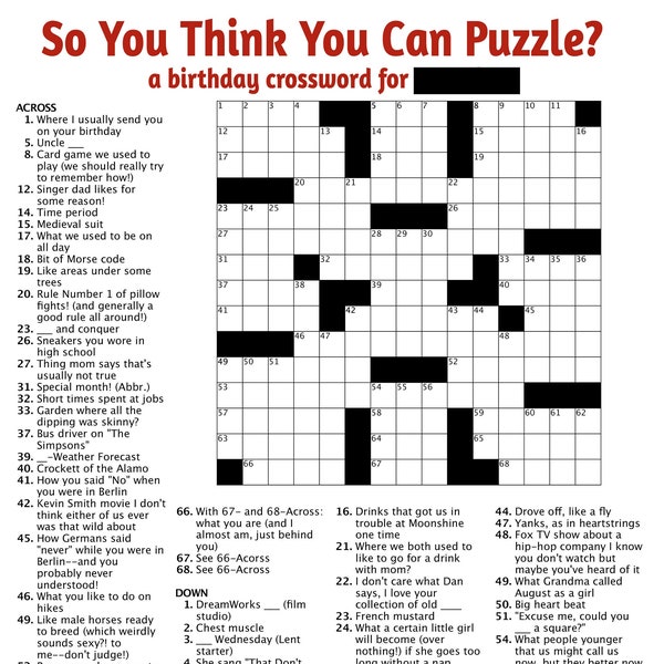 Custom Crossword Puzzle Etsy