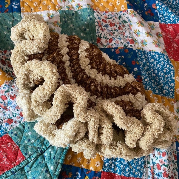 Cinnamon Roll Handmade Crochet Ruffled Brim Hat