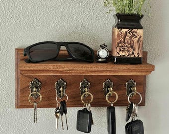 Key holder for wall / Lock-Style / key hanger with Shelf / Key Organizer / Entryway Organizer / Unique Skeleton Key Design