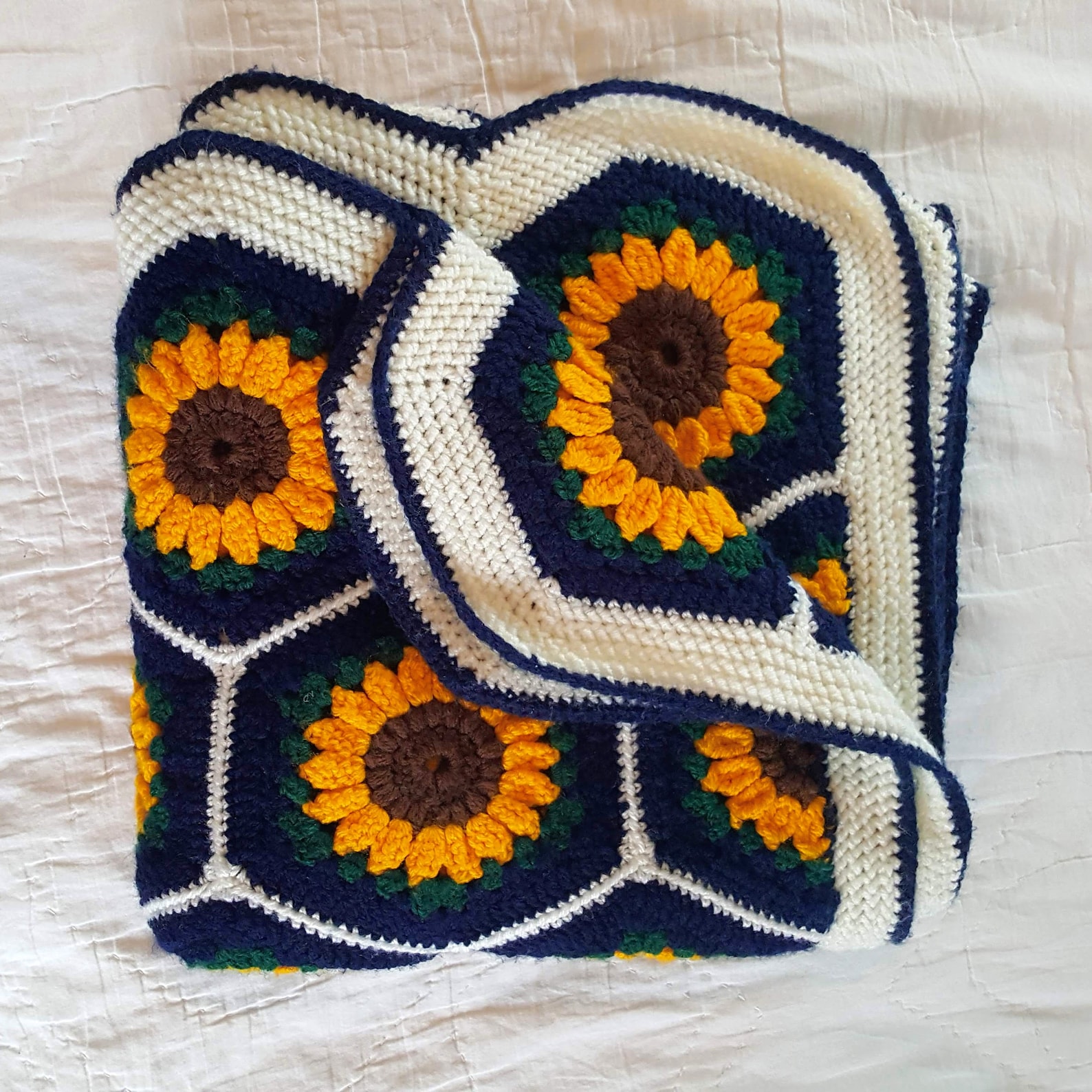 Sunflower Afghan Throw Blanket PDF Crochet Pattern Etsy