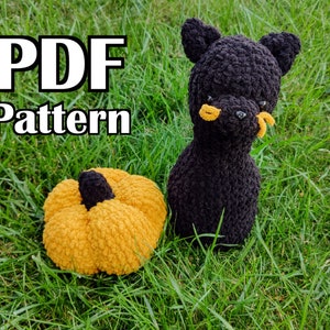 Bowling Pin Cat and Bowling Ball Pumpkin Crochet PDF Pattern | Plush DIY Toys for Fall | Unique Halloween Game for Children or any age!