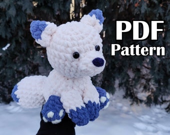 Marshmallow the Arctic Fox PDF Crochet Pattern | Adorable Minecraft-inspired snowy fox plushie | Perfect gift for a child, teen, or baby!