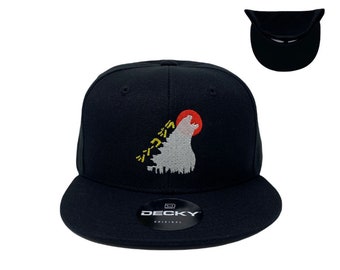 Godzilla Yellow Snapback Hat All Black