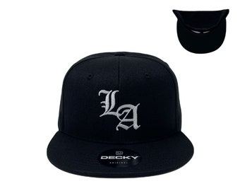 Los Angeles Old English White Snapback Hat All Black
