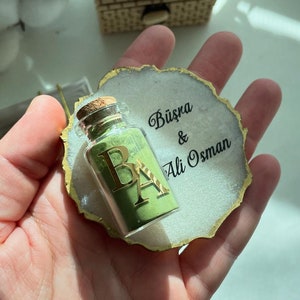 Personalized Henna Magnet Favor: Luxury Glass Bottle, Bridal Shower Gift
