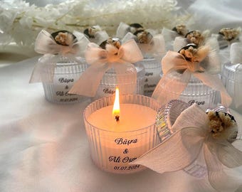 Personalized Wedding Favor Candles, Custom Bridal Shower Gifts, Guest Candle Favors, Bulk Mini Candles