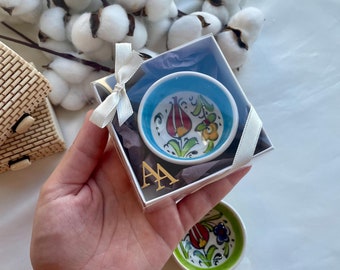 Personalized Turkish Cini Bowl: Bohemian Wedding Favor, Rustic Gift