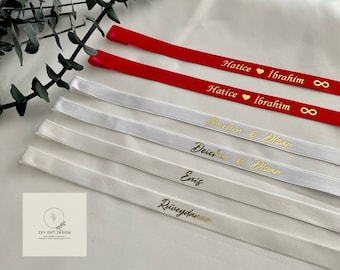 Personalisierte Ringschiene, Ringband nişan, Personalisiertes Luxus Satinband, Personalisiertes Ringband, Personalisiertes Satinband,Söz Kurdelesi