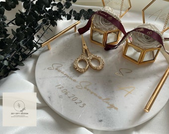 Personalized Marble Engagement Tray Set: Nikkah Ring Tray
