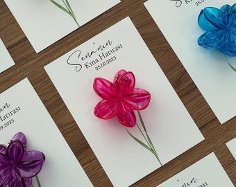 Personalized Flower Hair Clip Favors – Bridal Shower, Wedding Keepsake