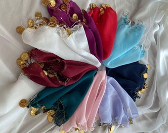 Sequin Chiffon Halay Handkerchief: Turkish Henna Dance Scarf