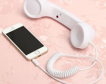 3.5mm Universal Phone Telephone Radiation-proof Receivers Cellphone Handset Classic Headphone MIC Microphone White